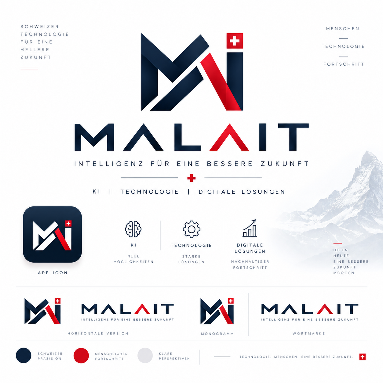 MALAIT Brand-System mit Logo, App-Icon und Gestaltungselementen